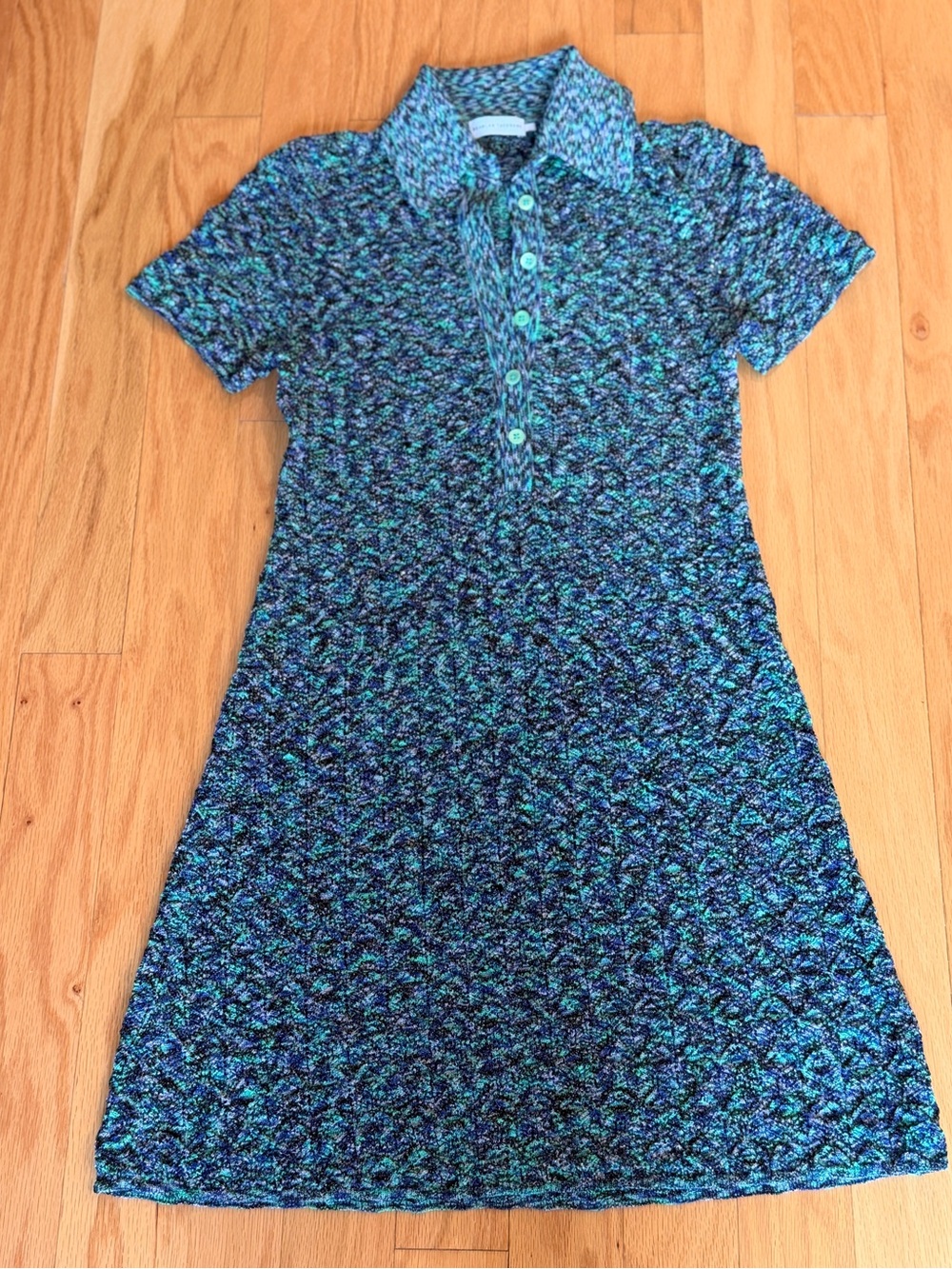 Scanlan Theodore Blue-Green Textured Knit Dress